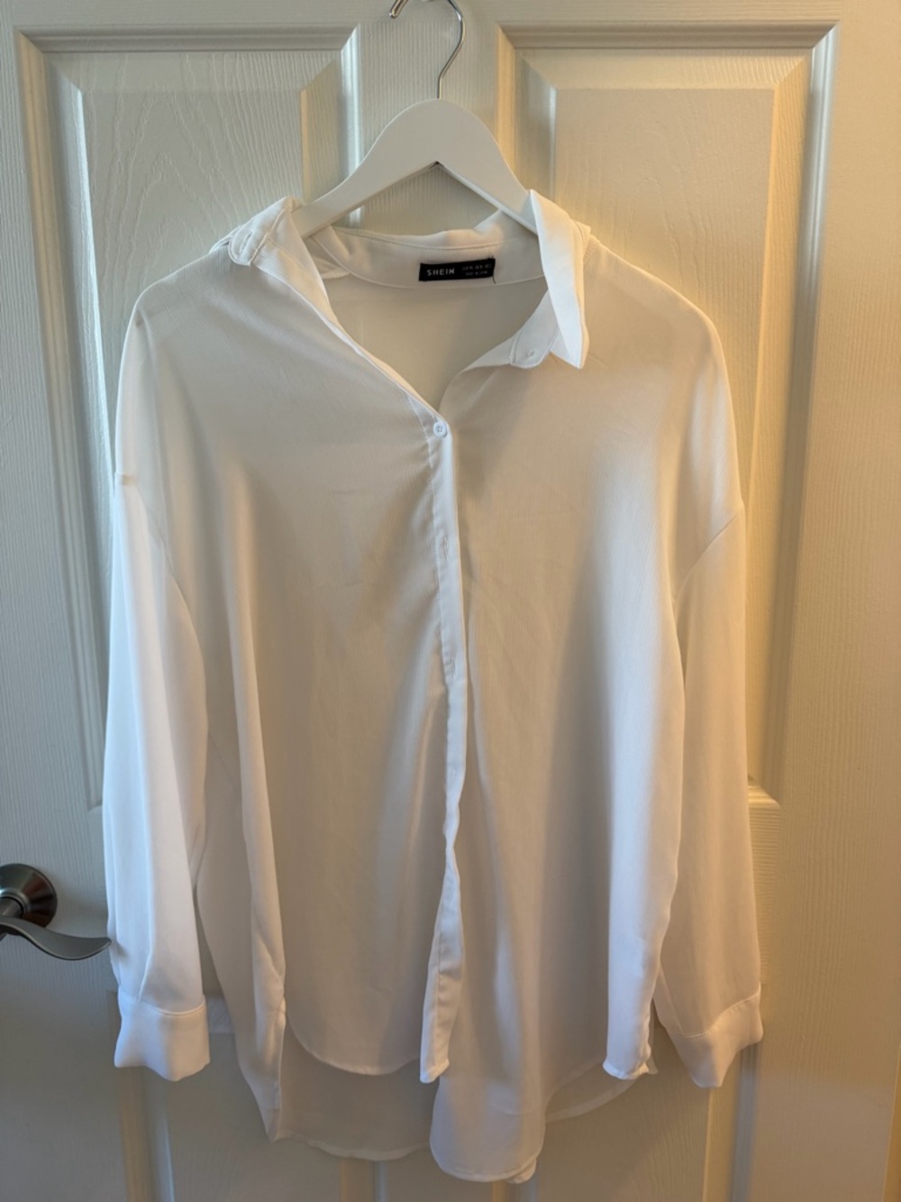 SHEIN Oversized Women’s White Casual Button-Up Shirt